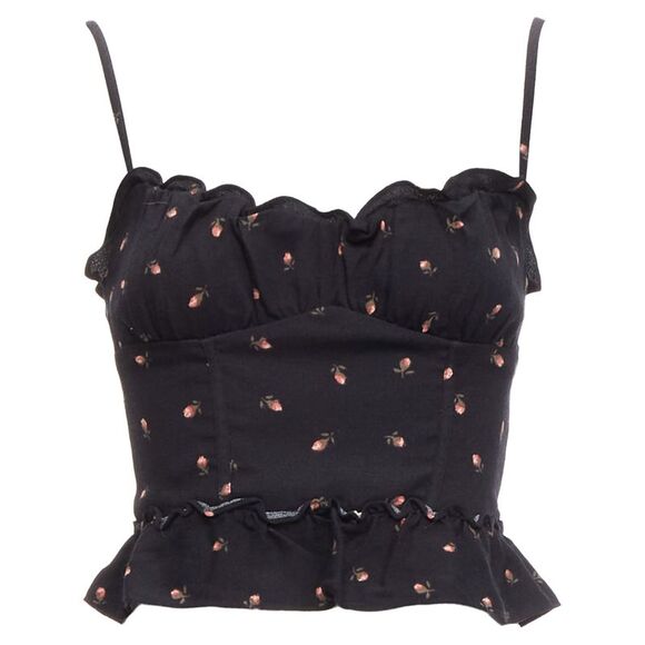 Reformation Clarice rose print crepe ruffle tank top - Picture 3 of 6